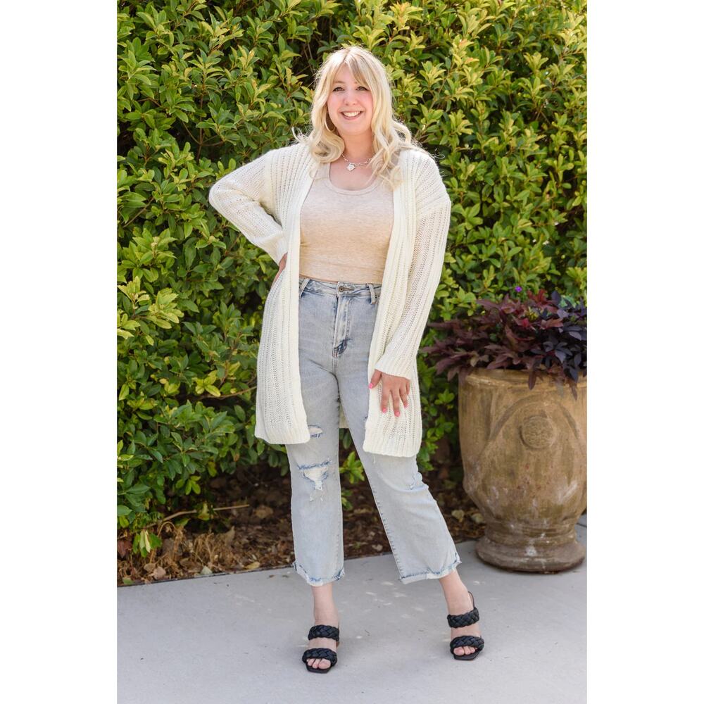 Andree by Unit Country Club Ivory Knit Cardigan Sweater NEW Plus Size 1X